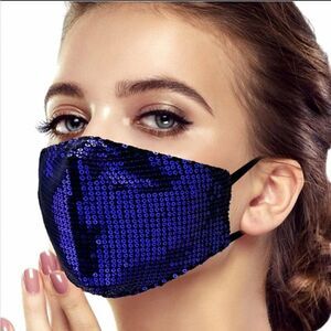 Designer Blue Sequin Face mask